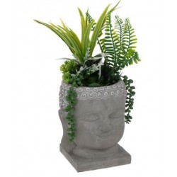 Planta con maceta forma Buda hormigon 15x15x30cm