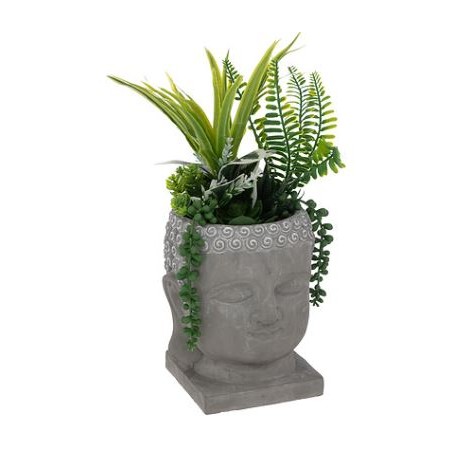 Planta con maceta forma Buda hormigon 15x15x30cm