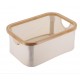 Cesta tela marco bambú 38x26x16cm