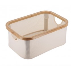 Cesta tela marco bambú 38x26x16cm