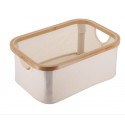 Cesta tela marco bambú 38x26x16cm