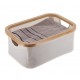 Cesta tela marco bambú 38x26x16cm