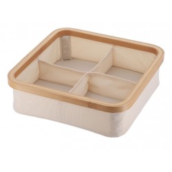 Cesta tela marco bambú 4 compartimentos 30x30x9cm
