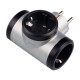 Adaptador triple lateral aluminio y negro