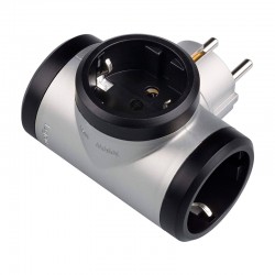 Adaptador triple lateral aluminio y negro