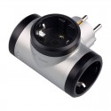 Adaptador triple lateral aluminio y negro