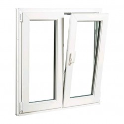 Ventana oscilobatiente a derecha de PVC blanca 2 hojas sin persiana 100x120cm