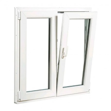 Ventana oscilobatiente a derecha de PVC blanca 2 hojas sin persiana 100x120cm