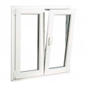 Ventana oscilobatiente a derecha de PVC blanca 2 hojas sin persiana 100x120cm