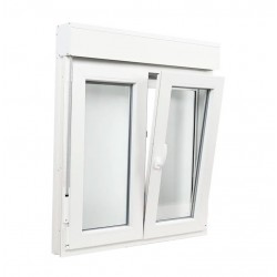 Ventana oscilobatiente a derecha de PVC blanca 2 hojas con persiana 100x120cm