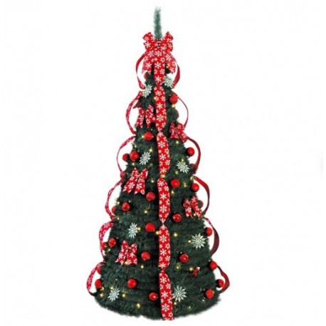Árbol de navidad plegable con luces y adornos 180cm