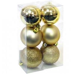 Pack 6 bolas para árbol 8cm dorado