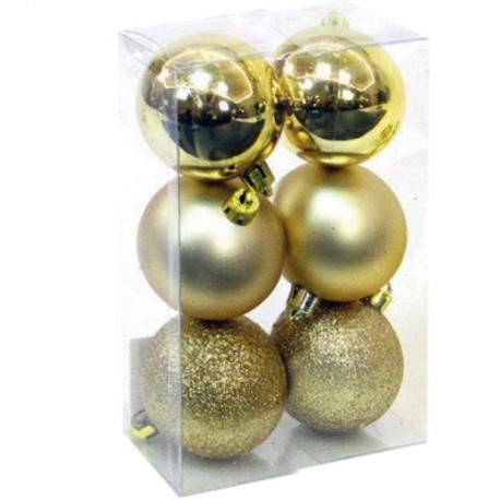Pack 6 bolas para árbol 8cm dorado