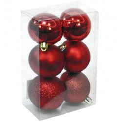 Pack 6 bolas para árbol 8cm rojas