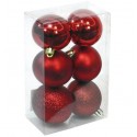 Pack 6 bolas para árbol 8cm rojas