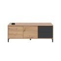 Mesa TV Brooklyn roble y gris 2 puertas 130x41x47cm