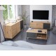 Mesa TV Brooklyn roble y gris 2 puertas 130x41x47cm