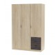 Armario 3 puertas y 3 cajones roble 121x52x180cm