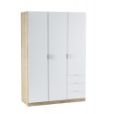 Armario 3 puertas 3 cajones roble y blanco 121x52x180cm