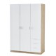 Armario 3 puertas 3 cajones roble y blanco 121x52x180cm