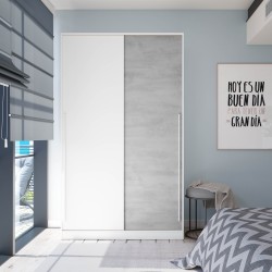 Armario 2 puertas correderas blanco y cemento 120x50x200cm