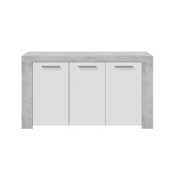Aparador Ambit blanco y cemento 3 puertas 144x42x80cm