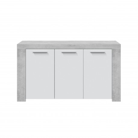 Aparador Ambit blanco y cemento 3 puertas 144x42x80cm