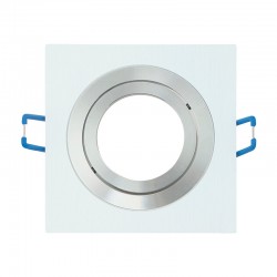Aro empotrable basculante cuadrado blanco y cromo