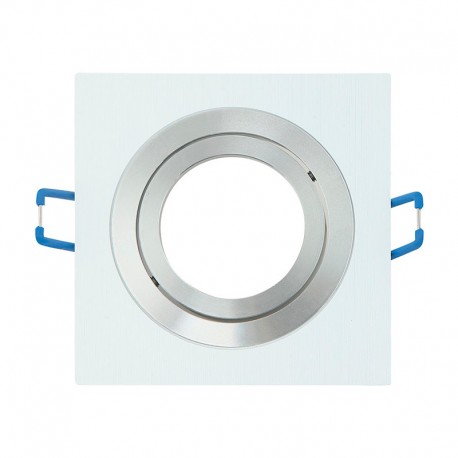 Aro empotrable basculante cuadrado blanco y cromo