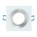 Aro empotrable basculante cuadrado blanco y cromo