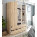 Armario 3p 4c roble canadian 200x52x135cm