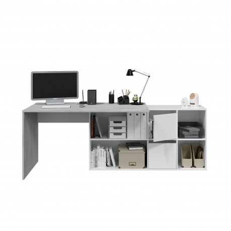Mesa escritorio blanco cemento 74x136x139cm