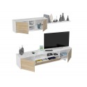 Mueble salón blanco y roble 200x46x41cm