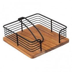 Servilletero bambu/negro con tope