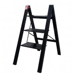 Taburete de aluminio 3 peldaños slim negro