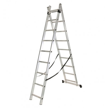 Escalera profesional aluminio 2x9 peldaños
