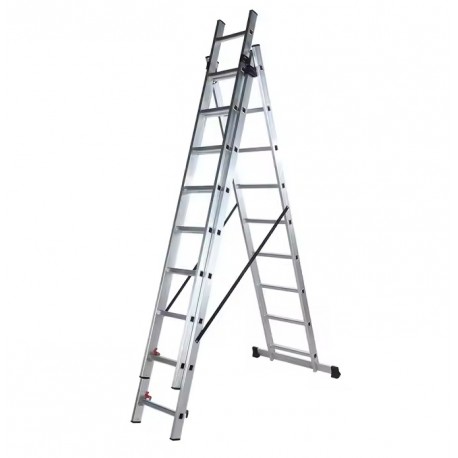 Escalera profesional aluminio 3x9 peldaños