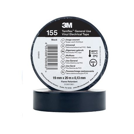 Cinta aislante 3M 19mm x 20mt negro
