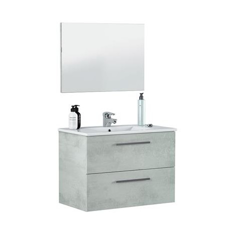 Mueble de baño + espejo Aruba suspendido cemento 80cm