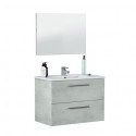 Mueble de baño + espejo Aruba suspendido cemento 80cm