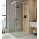 Mampara ducha cromo transparente con guía inferior 80x080cm