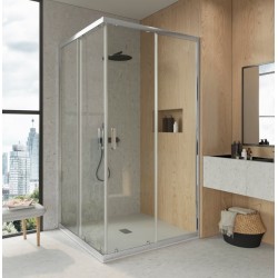 Mampara ducha cromo transparente con guía inferior 80x120cm