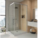 Mampara ducha cromo transparente con guía inferior 80x120cm