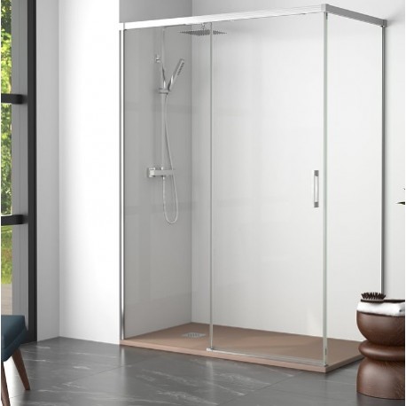 Mampara ducha Yaiza cromo transparente 80x140