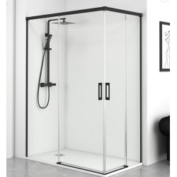 Mampara ducha Yaiza negro transparente 80x080cm