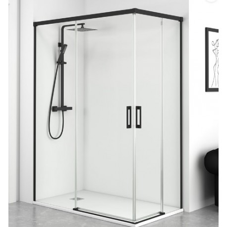 Mampara ducha Yaiza negro transparente 80x080cm