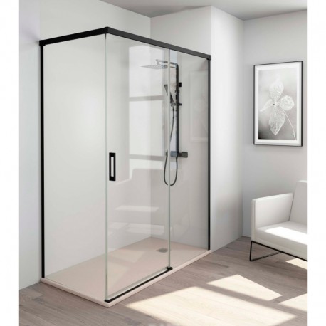 Mampara ducha Yaiza negro transparente 80x125cm