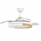 Ventilador de techo DC retráctil blanco/haya con luz led + mando Ø108 Emperador