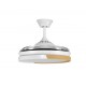 Ventilador de techo DC retráctil blanco/haya con luz led + mando Ø108 Emperador