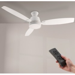 Ventilador de techo DC blanco con luz led + mando Ø132 Bass